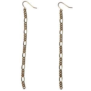 Classic Gold tone figaro chain long earrings 4" Long
